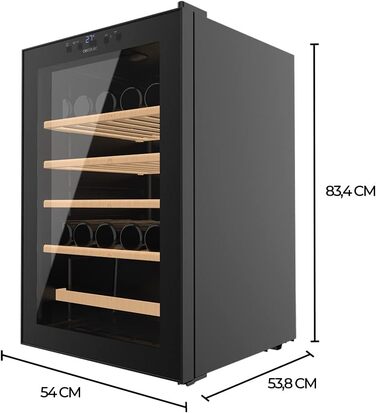 Cecotec 48-Bottle Wine Cooler - GrandSommelier 36000 - 95 Liter Compressor Wine Fridge with Adjustable Temperature, Touch Control, LED Lighting & Quiet Operation