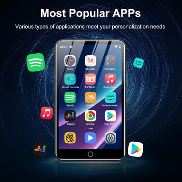 MP3-плеєр ZAQE 80GB Bluetooth WiFi Android Spotify MP4 для дітей (Чорний)