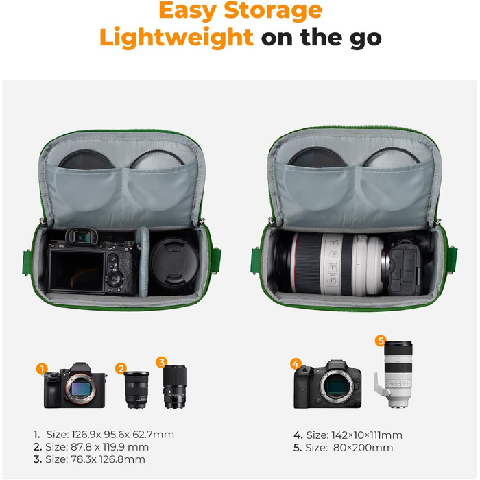 Рюкзак для фотокамери K&F Concept, сумка на плече, підходить для DSLR, SLR, зручна для щоденного використання (зелений)