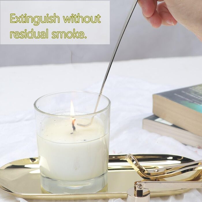LUTAVOY Candle Accessory Set, Wick, Trimmer, Wick Dipper, Candle Snuffer, Storage Tray, 4 Pack Candle Care Set, Gift for Candle Lovers (CAG1 – Gold)