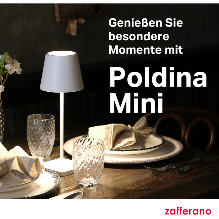 Zafferano Poldina Pro Mini – Бездротова настільна лампа, сенсорне керування, для дому та саду, 30 см, колір пісок