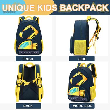 Дитячий рюкзак LOIDOU для школи: легкий, з відбиваючими елементами, для хлопчиків та дівчаток (з дизайном екскаватора)