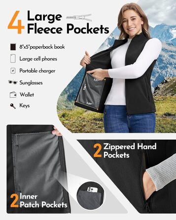 Жіноча флісова жилетка Outdoor Ventures - тепла безрукавка для спорту та відпочинку, чорна, XS