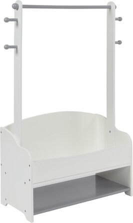 Children's clothes rack with extra storage space and clothes hangers, children's clothes rack, wooden clothes rack with storage, toddlers, children's clothes rack, white and gray