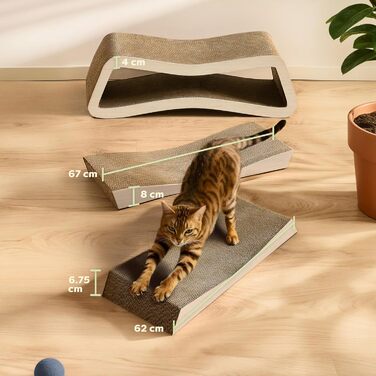 Кігтеточка для котів 3 в 1 XXL, 75 см – Міцний картон для догляду за кігтями, до 2 років використання, економія місця, захист меблів (Mountain), білий