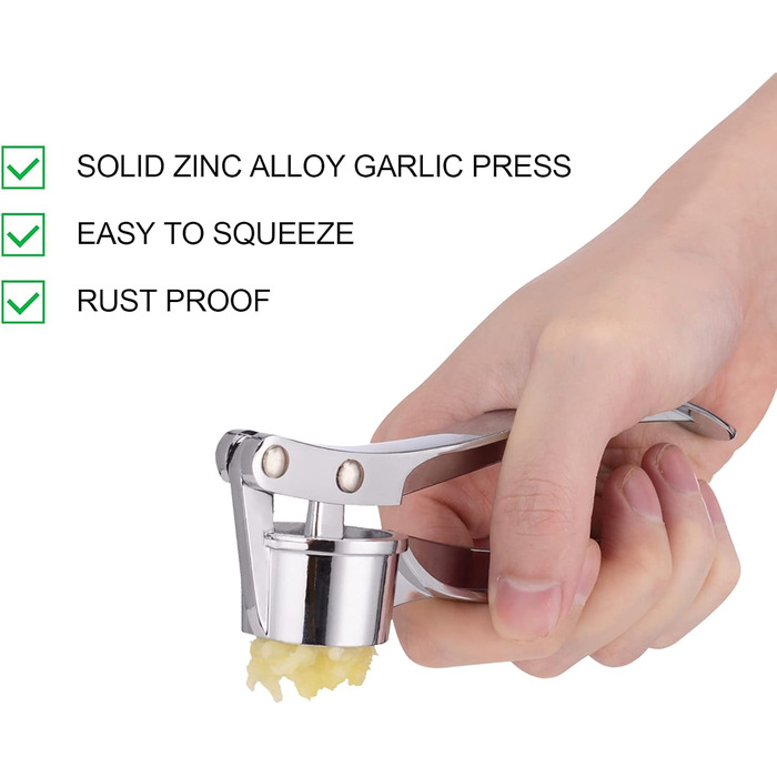 Пресс для часнику Jsdoin, подрібнювач часнику, кухонний аксесуар, нержавіюча сталь, сріблястий