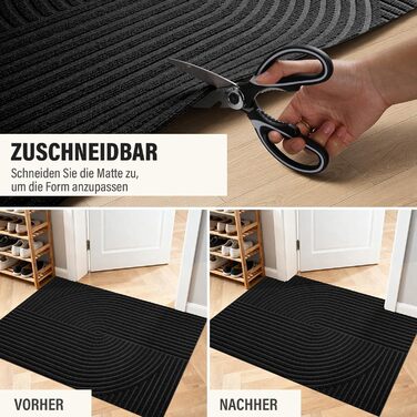 Привітальний килимок FEOMOS 60x90 см, протиковзний грязезахисний килим для входу, коридору, кухні та балкона, чорний, придатний для прання