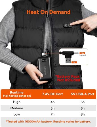 Електрична гріюча жилетка Dr.Prepare для чоловіків та жінок, 3 режими нагріву, 10 зон нагріву, регульована, для активного відпочинку (без Powerbank), XL-XXL