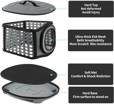 Складана переноска для кота, переноска для кота/маленьких собак, переноска з м'яким дном (сіра)