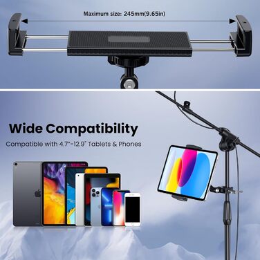 Підставка для планшета та мікрофона CreaDream, регульована, для телефонів та iPad (4.7-13 дюймів)