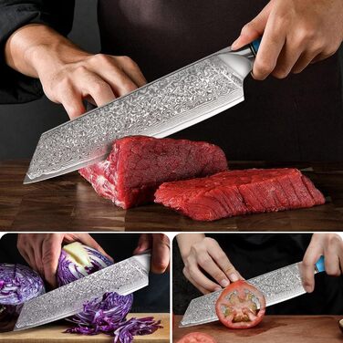 Ніж Kiritsuke з дамаської сталі для кухні, 18.8 см, VG-10, ергономічна ручка, подарункова коробка
