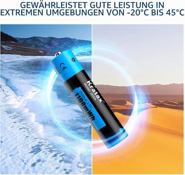 Набір літієвих акумуляторів Kratax AAA 1.5V 1100mWh (733mAh) з LCD-зарядним пристроєм, 8 шт — висока ємність та стабільна напруга