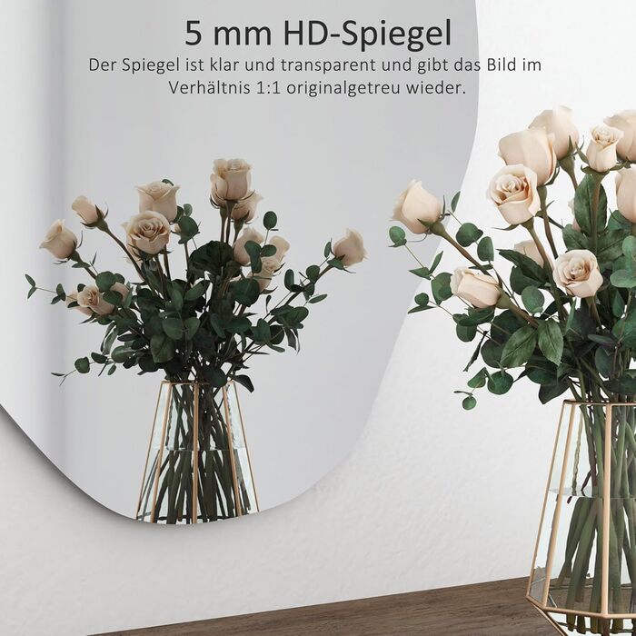 Дзеркало настінне чорне 40x60 см прямокутне з заокругленими кутами, монтаж на стіну, нержавіюча сталь, косметичне дзеркало для ванної кімнати та вітальні, гладка поверхня, горизонтальний/вертикальний монтаж