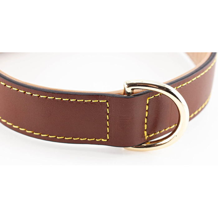 Нашийник для собак Brute Strength з натуральної шкіри, чорний, з чорними швами (L, 46-53 см)