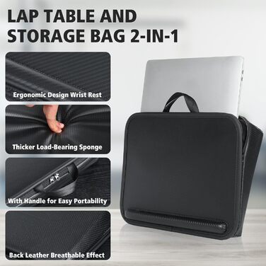 Підставка для ноутбука Lapdesk з подушкою, чорна - до 15.6 дюймів