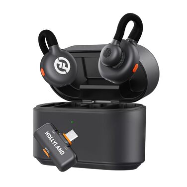 Hollyland Lark M2S Бездротовий мікрофон-лапка з USB-C для iPhone 15/16 та Android, кліпса з титану, Plug-and-Play, шумозаглушення, радіус дії 300 м, 27 годин роботи від акумулятора (2TX+1RX+зарядний пристрій) Чорний