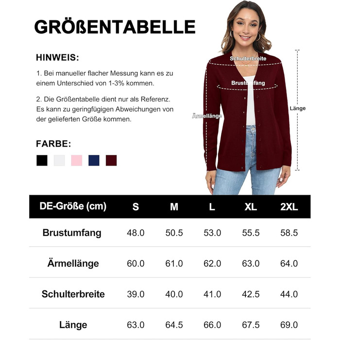 Жіноча легка в'язана жилетка з довгим рукавом, в'язаний пуловер з V-подібним вирізом, вінтажна класична жилетка на ґудзиках (L, Бордовий)