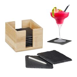 Relaxdays Slate Coasters Набір з 8 бамбукових коробок