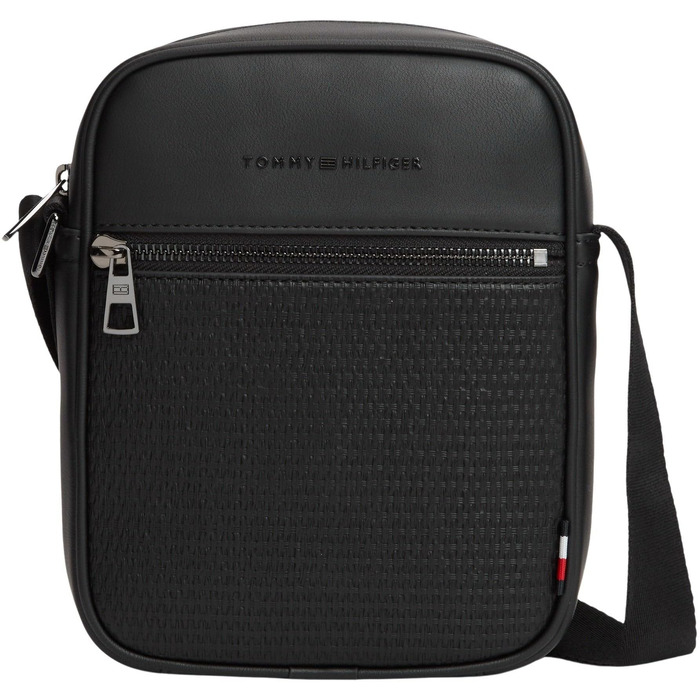 Чоловіча сумка-месенджер Tommy Hilfiger Woven Mini Reporter з зовнішньою кишенею, чорна