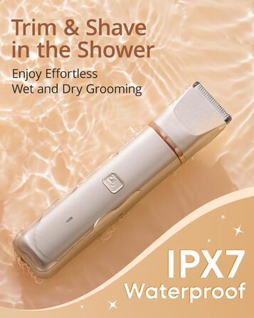 Електричний триммер для бікіні VG VOGCREST: безболісний жіночий депілятор для тіла, для рук, ніг, зони бікіні (рожеве золото)