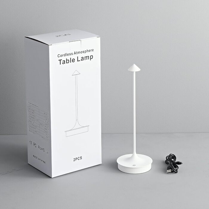 Світлодіодна настільна лампа Leomix бездротова з димером, акумуляторна, IP54, для ресторану, бару, саду, балкону, біла