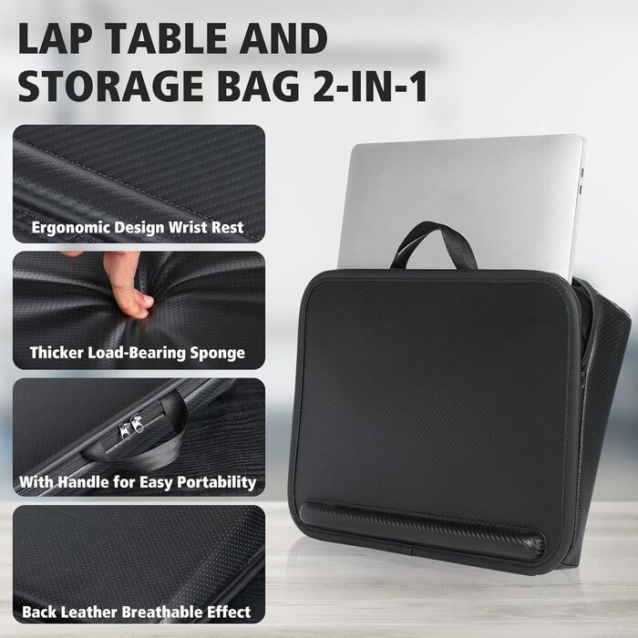 Підставка для ноутбука Lapdesk з подушкою, чорна - до 15.6 дюймів