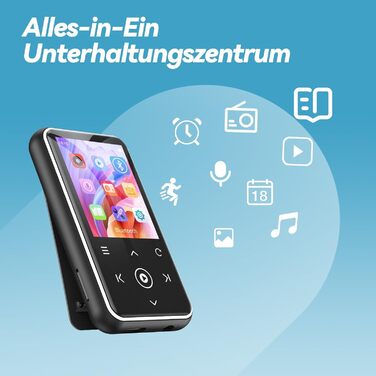 MP3 плеєр AGPTEK 64GB з кліпсою для спорту, Bluetooth 5.3, 1.8