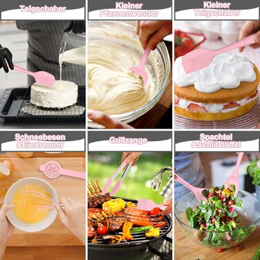 Набір кухонних аксесуарів Homikit 16 шт. з тримачем, кухонне приладдя, термостійкий посуд, кухонне начиння, придатний для миття в посудомийній машині (рожевий)