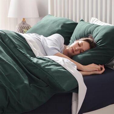 BEDSURE Комплект постільної білизни 135x200 4-х частинний, зелений, мікрофібра, поліестер, з блискавкою, ÖKO-TEX сертифікат