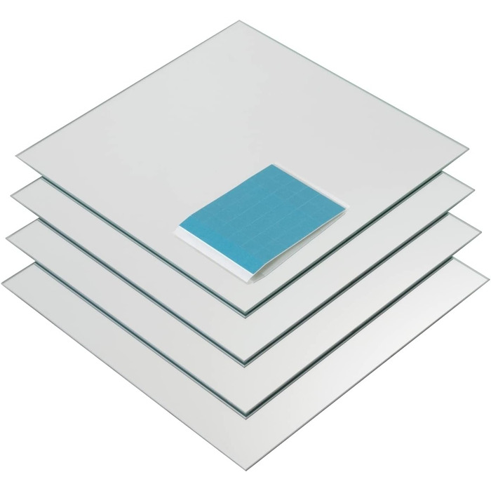 Дзеркальні плитки для стін: набір з 4 шт, скло, 30x30 см, самоклеючі