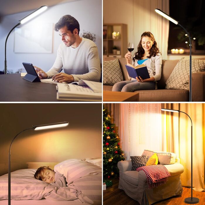 LED-стельова лампа Marctronic для вітальні, диммування, регулювання висоти, 18W, 1800LM, з пультом та сенсором, сучасний дизайн, для офісу, спальні (чорний)