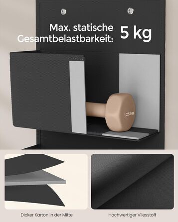 Органайзер для шафи SONGMICS з 4 кишенями, підвісна полиця, органайзер для гардеробу, підвісне зберігання, органайзер для дверей, спальня, вітальня, 2 x 33,5 x 00 см, RDH04G (2, Чорний)