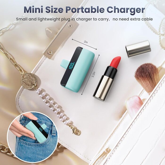 Power Bank Feob Mini 5200mAh 20W PD: Компактний акумулятор з LED-дисплеєм для iPhone та Android (фіолетовий/зелений)