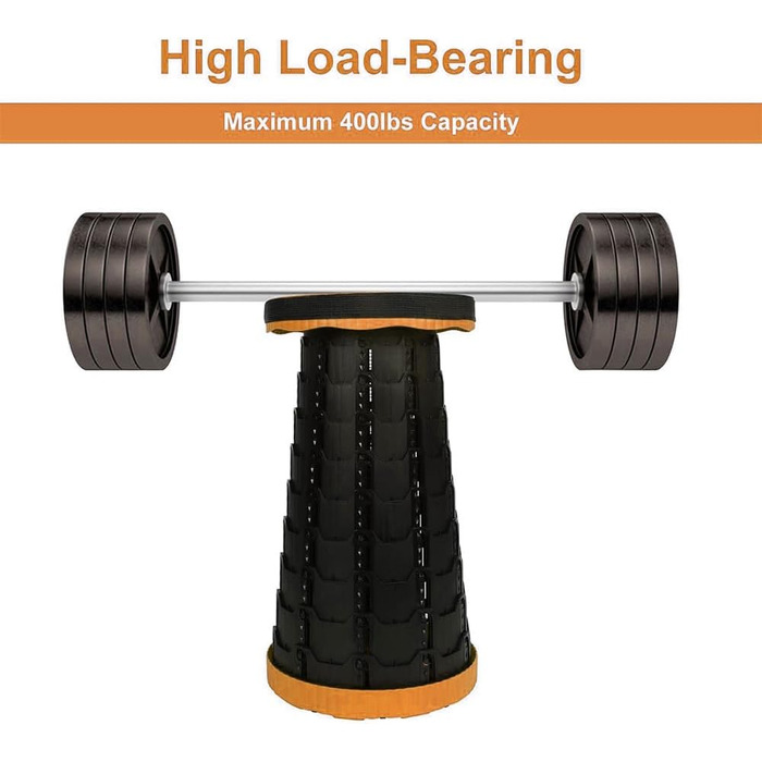 Крісло-телескоп для кемпінгу, регульована висота 6-45 см, вантажопідйомність 181 кг, портативне з ременем для перенесення (Помаранчеве - 1 шт.)