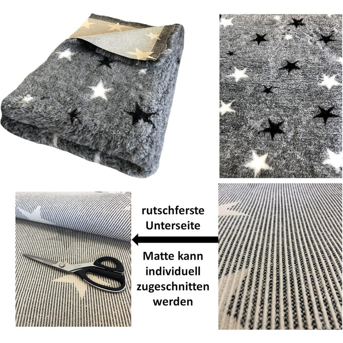 Килимок для собак Elropet Premium 30mm, антиковзаючий, для маленьких та великих собак, Vet Bed, розмір S (80x50 см), сірий зірки