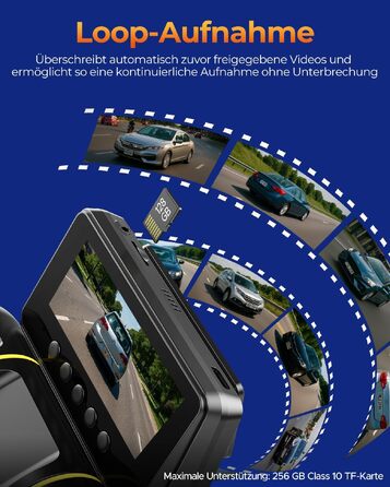 4-канальний автомобільний відеореєстратор LAMTTO (передній, задній, внутрішній), 5GHz WiFi, 360° огляд, ІЧ-нічна зйомка, 24/7 моніторинг паркування, IPS-екран 3.16