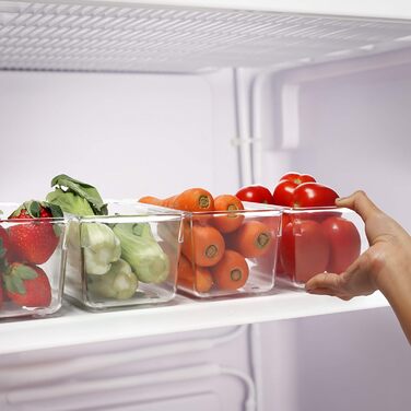 Kurtzy Refrigerator Organizer Box Set for Kitchen, Cabinets (8 Pcs) Plastic Organizer 20cm Long, Transparent Organization System for Bathroom, Pantry, Freezer, Kitchen Cabinet Organizer Drawer