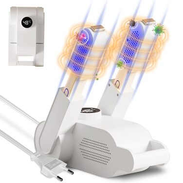 Електрична сушарка для взуття, черевиків та рукавичок з УФ-дезінфекцією та активованим вугіллям - біла