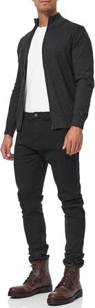 Чоловічий кардиган Indicode з V-подібним вирізом та стоячим коміром, 80% бавовна, великий розмір XL, сірий мікс