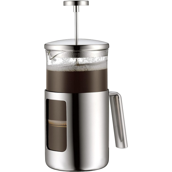 WMF Kult Coffee Press 1l, French Press, Coffee Maker for 6 Cups, Glass, Brushed Cromargan Stainless Steel, Dishwasher Safe