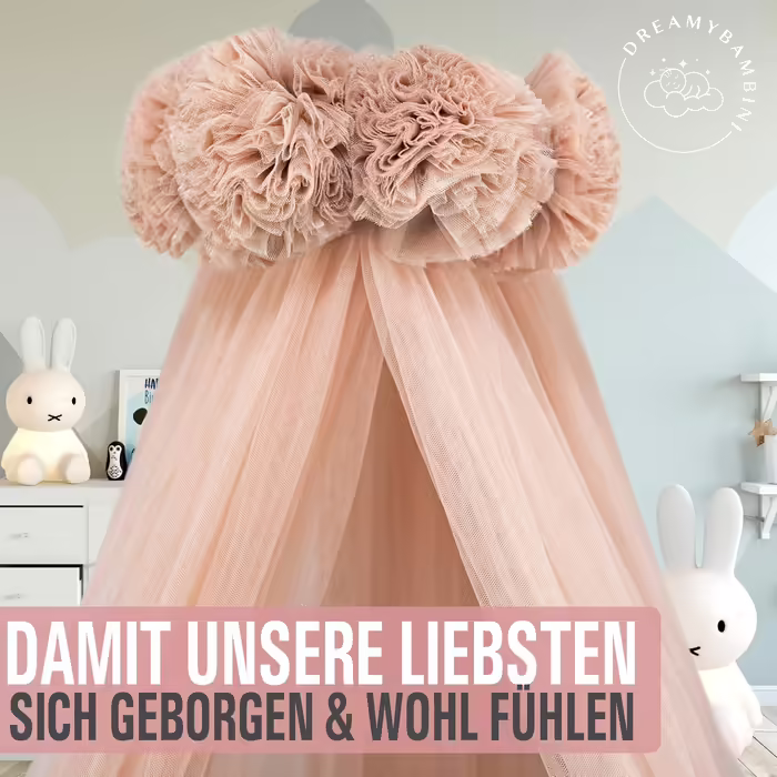 Балдахін DREAMYBAMBINI для дитячого ліжечка, кремово-бежевий з рожевим відтінком, захисна москітна сітка, декор у кімнату принцеси, 170x960 см