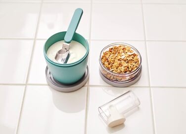 Mepal Lunchpot Set with Folding Spoon, Ellipse – Vivid Mauve – practical muesli cup and container for transporting food