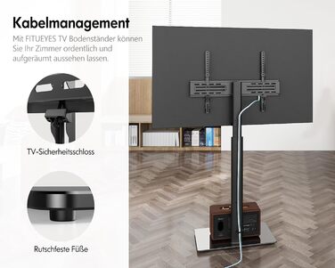 FITUEYES Adjustable Swivel TV Stand - Floor Mount for 32-60 inch Flat & Curved TVs - VESA 600x400 - Black