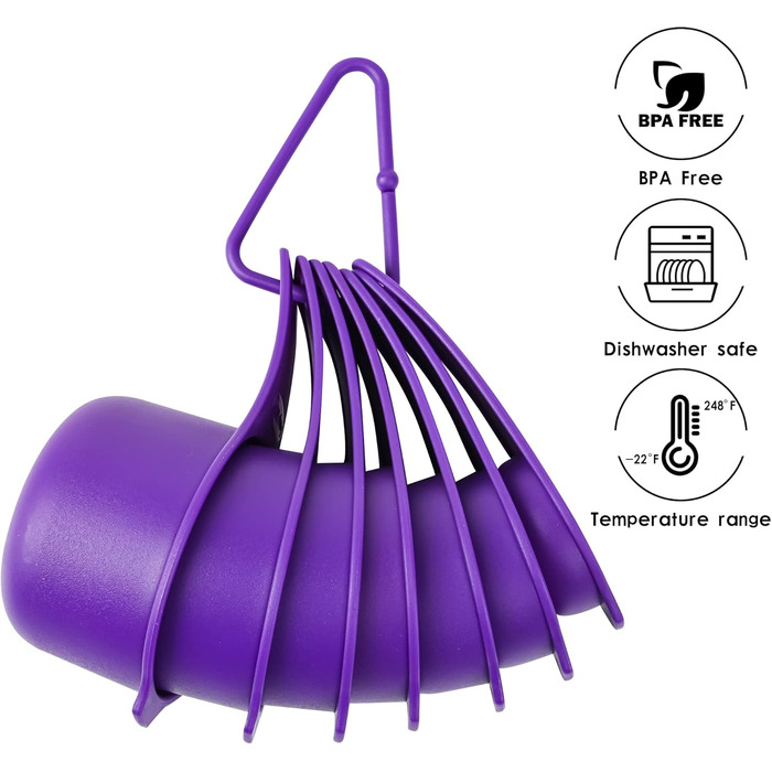 Violetta Measuring Cup and Spoon Set, 15 Pieces, Plastic Measuring Cups, 7 Plastic Measuring Cups and 7 Plastic Measuring Spoons with Leveler, Cute Measuring Cups for Baking and Kitchen