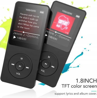 MP3-плеєр 16 ГБ, чорний: Bluetooth, FM-радіо, диктофон