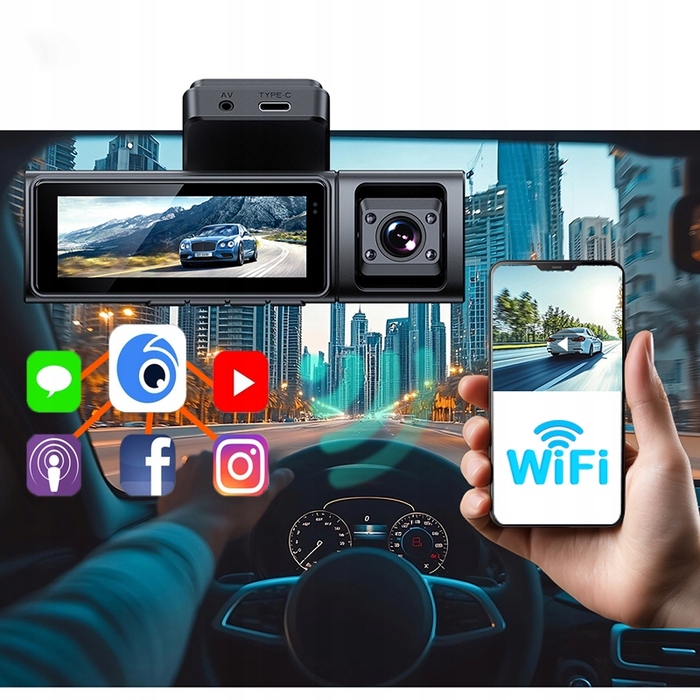 Автомобільний відеореєстратор Ondra XR170 4K UHD: 3 камери, GPS, Wi-Fi