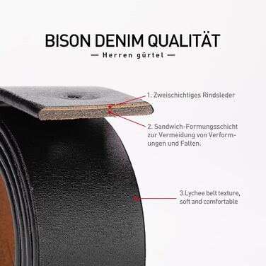Чоловічий шкіряний ремінь BISON DENIM: стильний аксесуар для джинсів та офіційного стилю, 38 мм, з подарунковою коробкою