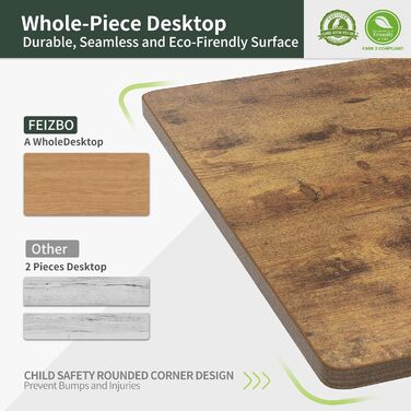 FEZIBO Electric Standing Desk with 2 Drawers, 140x60cm - Adjustable Height Desk with Memory Control, Anti-Collision System, Light Brown Home Office Desk