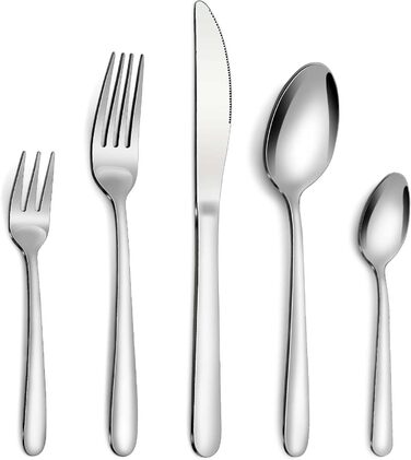 Bestdin Cutlery Set, 60-Piece Cutlery Set for 12 People, Stainless Steel Cutlery Set with Knife, Fork, and Spoon, High-Quality Cutlery Set for Home/Party/Restaurant, High-Gloss Polished & Dishwasher Safe