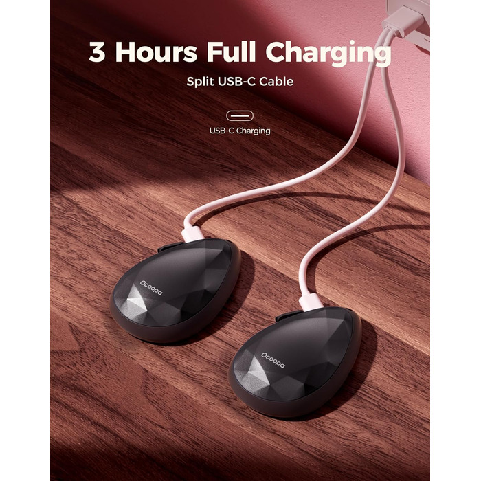 Електричні грілки для рук OCOOPA 2 шт., стильні, у формі діаманта з магнітом, акумуляторні, багаторазові, для жінок, подарунок на Різдво, для синдрому Рейно, піших прогулянок, кемпінгу, UT4 Rare (чорний)